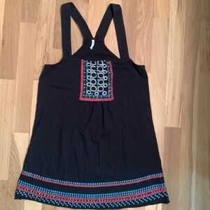 KIMCHI Blue Racerback Cotton Tank Top Black w/ Cutout Design on Front Women’s S